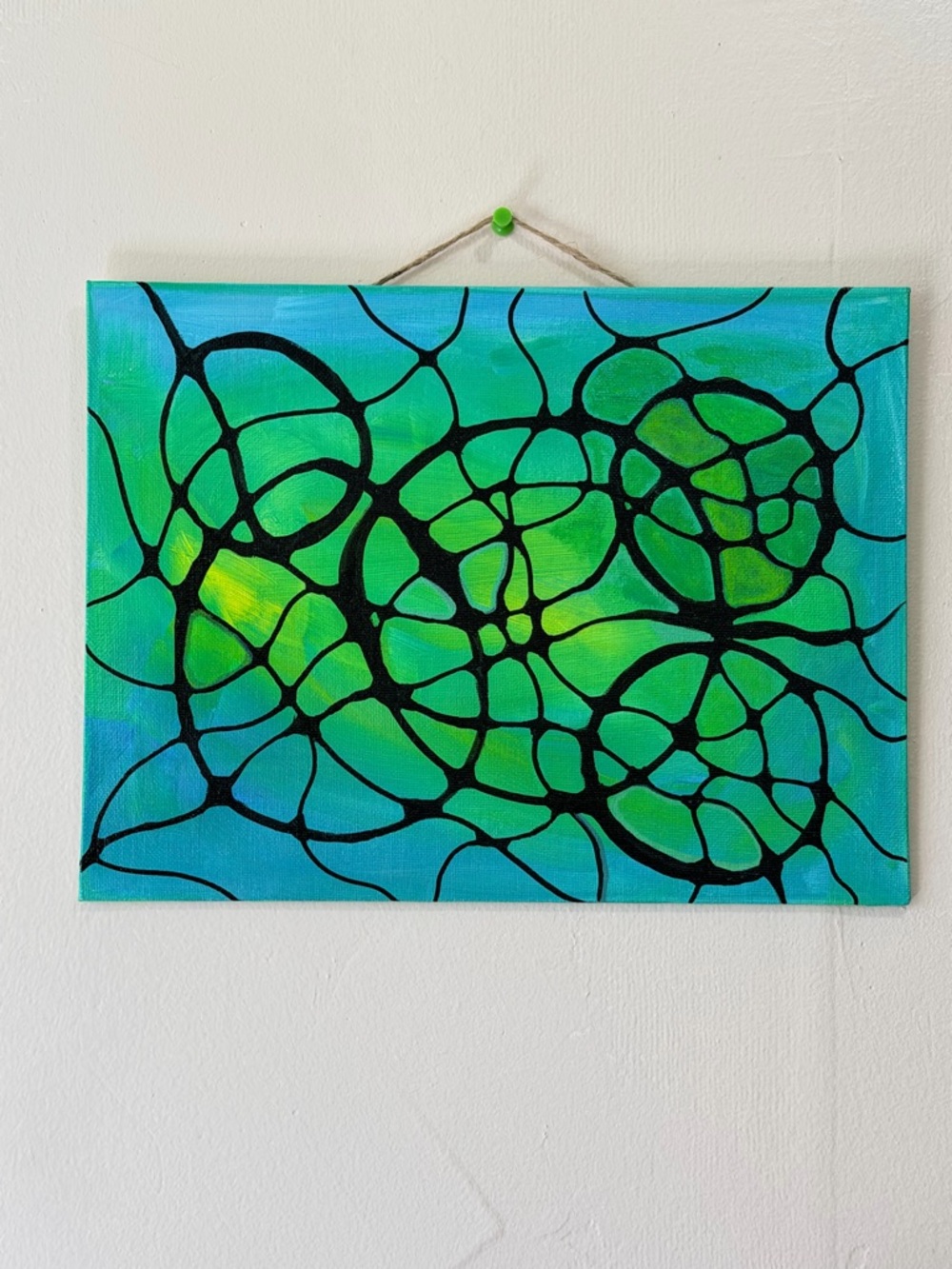 Neurographic Abundance Art Painting – Acrylic Wealth Flow Decor (9x12")